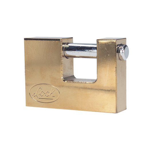SYS-L22-C80-ELBB - Candado de acero para Cortina Metálica / Medida 80 mm/ Acabado Latón Brillante / Nivel de Seguridad 6 / Llave Estándar.
