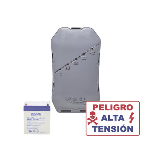 SYSNGHS-KIT KIT deEnergizador 12,000Volts - .5 Joules / 500 Mts Lineales de Protección / Cercas Electrificadas / Llavero Incluido