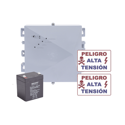 SYSNGV2-KIT KIT de Energizador de 12,000Volts-.9JOULES/2500 mts lineales de proteccion/Activado por Atenuación de voltaje,Corte de línea o Aterrizamiento de la línea/Integración a panel de Alarma.