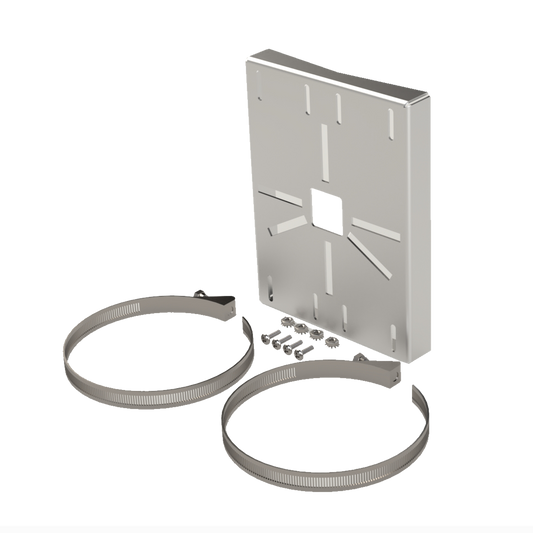 SYS-PM-01V3 - Montaje universal galvanizado para instalación de cámaras en poste 2" a 5" color gris galvanizado