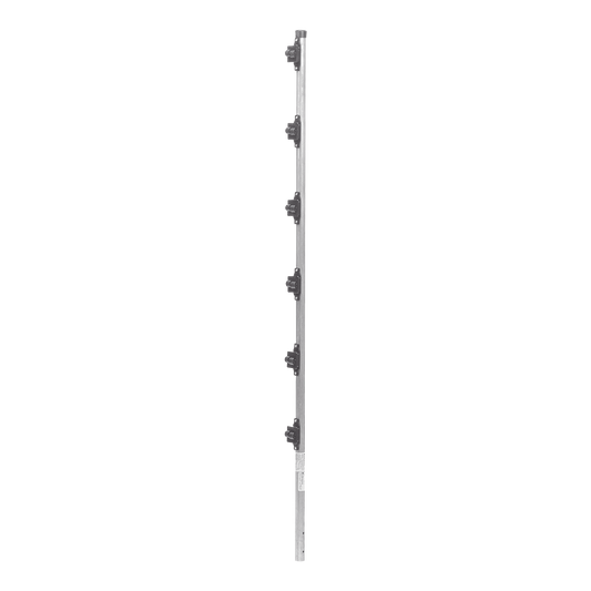 SYS-POST-10 Poste con 6 Aisladores de PASO  para Cerca Electrificada. Tubo Galva. de 1.4m, cal. 18 de 1 Diam. (Sin pintar).