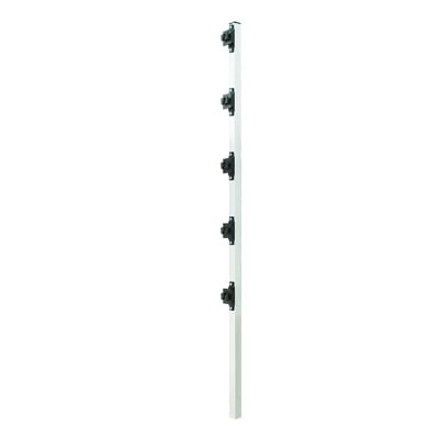 SYS-POST-2 Poste de Paso de 1.2m para Cerca Electrificada de PTR Cuadrado de Aluminio de 1 de lado con 5 Aisladores Instalados.
