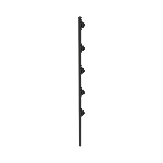 SYS-POST-3B Poste con 5 Aisladores de PASO  para Cerca Electrificada. Tubo Galvanizado de 1.2m, cal. 18 de 1 Diam. + Pintura Negra Aplicación en Polvo.