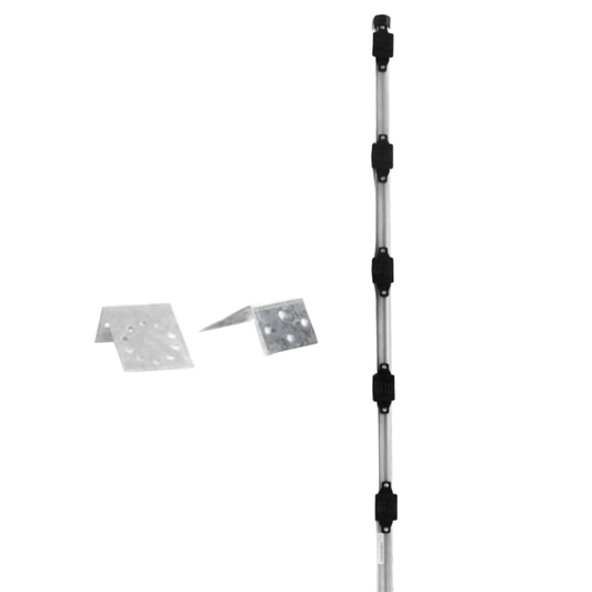 SYS-POST-3-V2 Poste con altura de 1m para cercos eléctricos/ Incluye base multiposicion fabricado 100% con acero galvanizado con 5 aisladores de paso