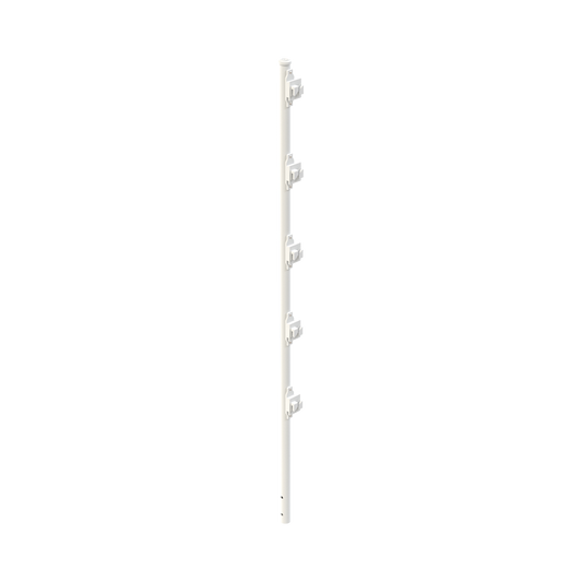 SYS-POST-3W Poste con 5 Aisladores de PASO  para Cerca Electrificada. Tubo Galvanizado de 1.2m, cal. 18 de 1 Diam. + Pintura Blanca Aplicación en Polvo.