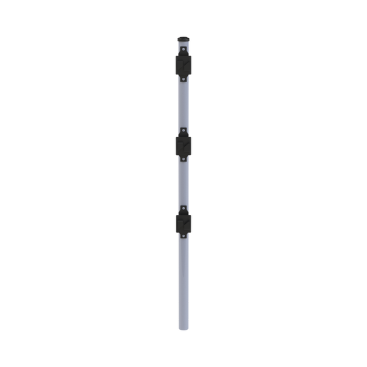 SYS-POST-7 Poste de Paso de 0.75m para Cerca Electrificada. Tubo Galvanizado cal. 18 de 1Diam. con Tapón y 3 Aisladores Instalados.