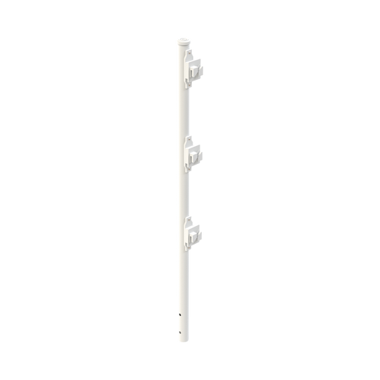 SYS-POST-7W Poste de Paso Blanco de 0.75m para Cerca Electrificada. Tubo Galvanizado cal. 18 de 1Diam. con Tapón y 3 Aisladores Instalados.