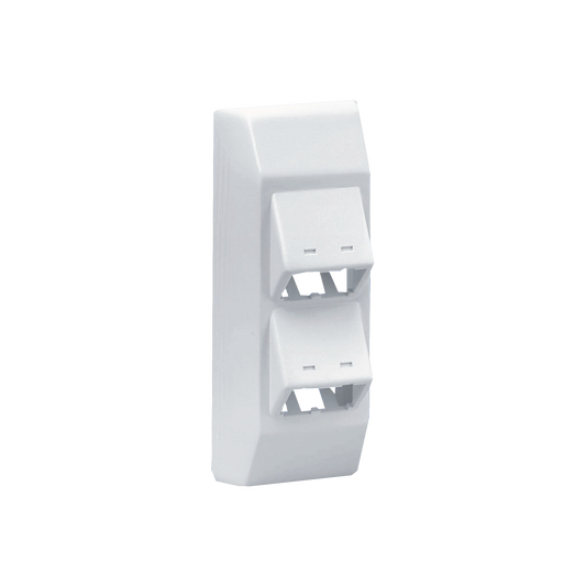T45HDBIW - Soporte Con 4 Puertos Mini-Com, Con Bisagras de Instalación a Presión, Para Canaletas T45, Material PVC Rígido, Color Blanco Mate