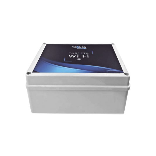 TARJET-WIFI-LITE Modulo WIFI LITE con gabinete para uso en Energizadores YONUSA / Aplicación sin costo / Botón de Pánico/ 1 Salida Propósito General