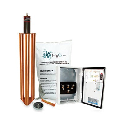 TG-100K - Kit de puesta a tierra de 100 Amperes con Electrodo, Filtro, Acoplador y Compuesto H2Ohm.