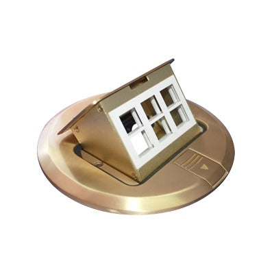 TH-MCPD-B - Mini Caja de Piso Redonda para Datos o Conectores Tipo Keystone, Color Bronce (3 Contactos) (11000-12102)