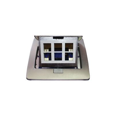 TH-MC-PD - Mini Caja de Piso Rectangular para Datos y Conectores Tipo Keystone, Color y Material en Acero Inoxidable (3 Puertos) (11000-21202)