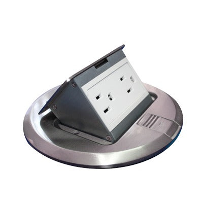 TH-MCPR-A - Mini Caja de Piso Redonda Acero Inoxidable (2 Contactos) (11000-12201)