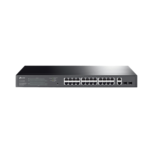 TL-SG1428PE - Switch PoE Administrable 24 puertos 10/100/1000 Mbps / 2 puertos SFP / 24 puertos PoE af/at / Presupuesto PoE 250W /