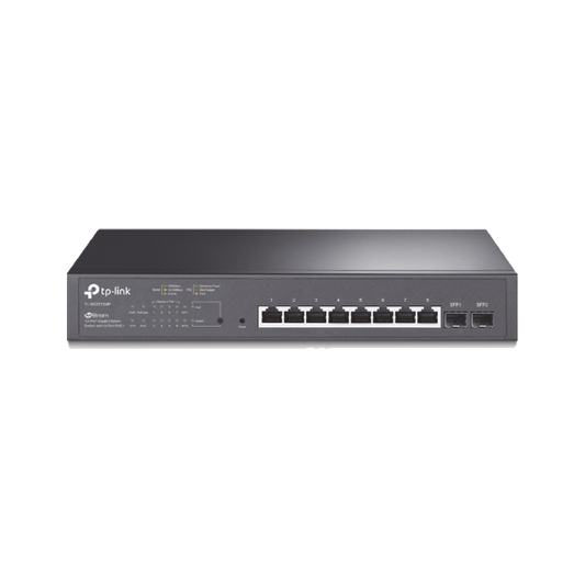 TL-SG2210MP Switch PoE JetStream SDN Administrable 8 puertos 10/100/1000 Mbps + 2 puertos SFP, 8 puertos PoE, 150W, administración centralizada OMADA SDN