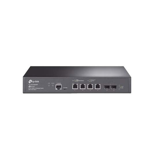 TL-SX3206HPP - Switch L2+ PoE++ Omada 6 Puertos 10G / 4 Puertos 802.3 af/at/bt  Multi-Gigabit  1G, 2.5G, 5G, 10G / 2 Puertos SFP+ 10G / Multicast IGMP / Adminstración Centralizada Omada o Stand-Alone / Presupuesto PoE 200W / Montaje Rack-Escritorio