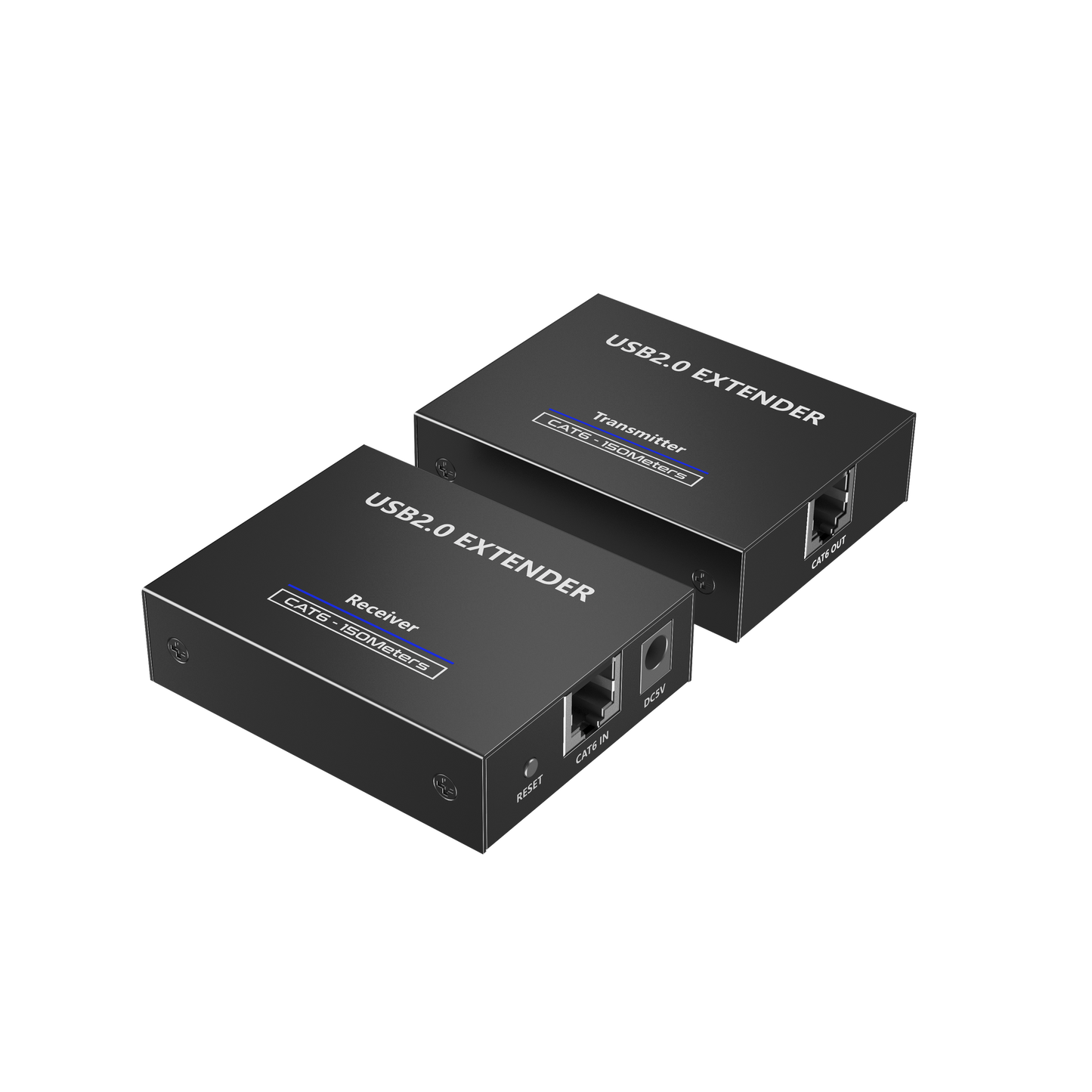TT150USB - Kit EXTENSOR USB 2.0 de 4 Puertos para Distancias de Hasta  150 m | Soporta USB 2.0, USB 1.1 y USB 1.0 | UTP Cat 5e/6/6a/7 | Soporta Switch Gigabit | Ideal para Cámaras WEB, Impresoras, Escáner, Memorias, Mouse, etc.
