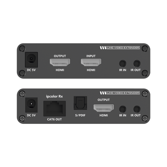 TT-676 Kit Extensor HDMI hasta 700 metros con Conexión en Cascada / 4K @ 60 Hz/ 70 metros PTP con Cat 6, 6a y 7 / IPCOLOR / CERO LATENCIA / SIN COMPRIMIR / Salida Loop / IR bidireccional / Puerto S/PDIF / Soporta ARC / Soporta 10 TT-676-Rx.