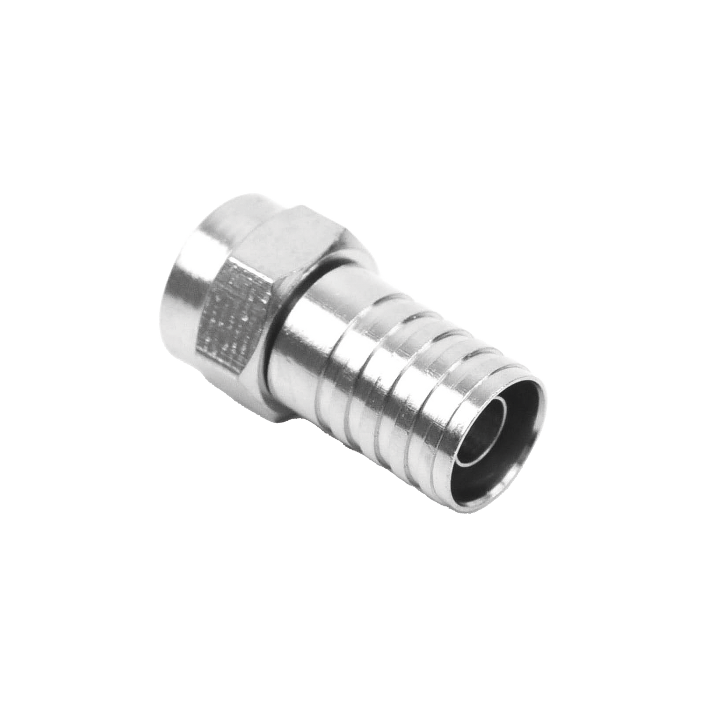 TT-CON-535 Conector F Macho, Plegable de Doble Blindaje para cable RG-59, Cuerpo de Bronce Niquelado.