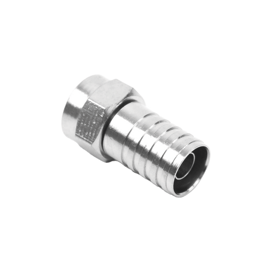 TT-CON-535 Conector F Macho, Plegable de Doble Blindaje para cable RG-59, Cuerpo de Bronce Niquelado.