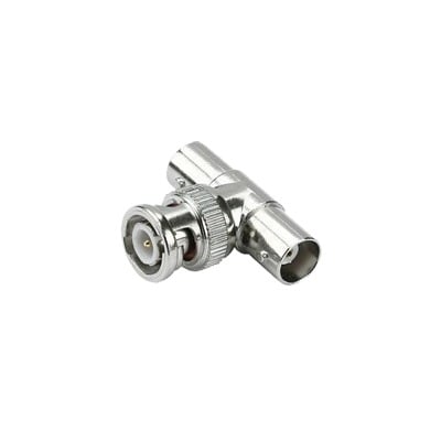 TT-RG-12 Adaptador en T para 75 Ohm de Conector BNC Macho a Doble BNC Hembra, Níquel/ Oro/ Teflón.