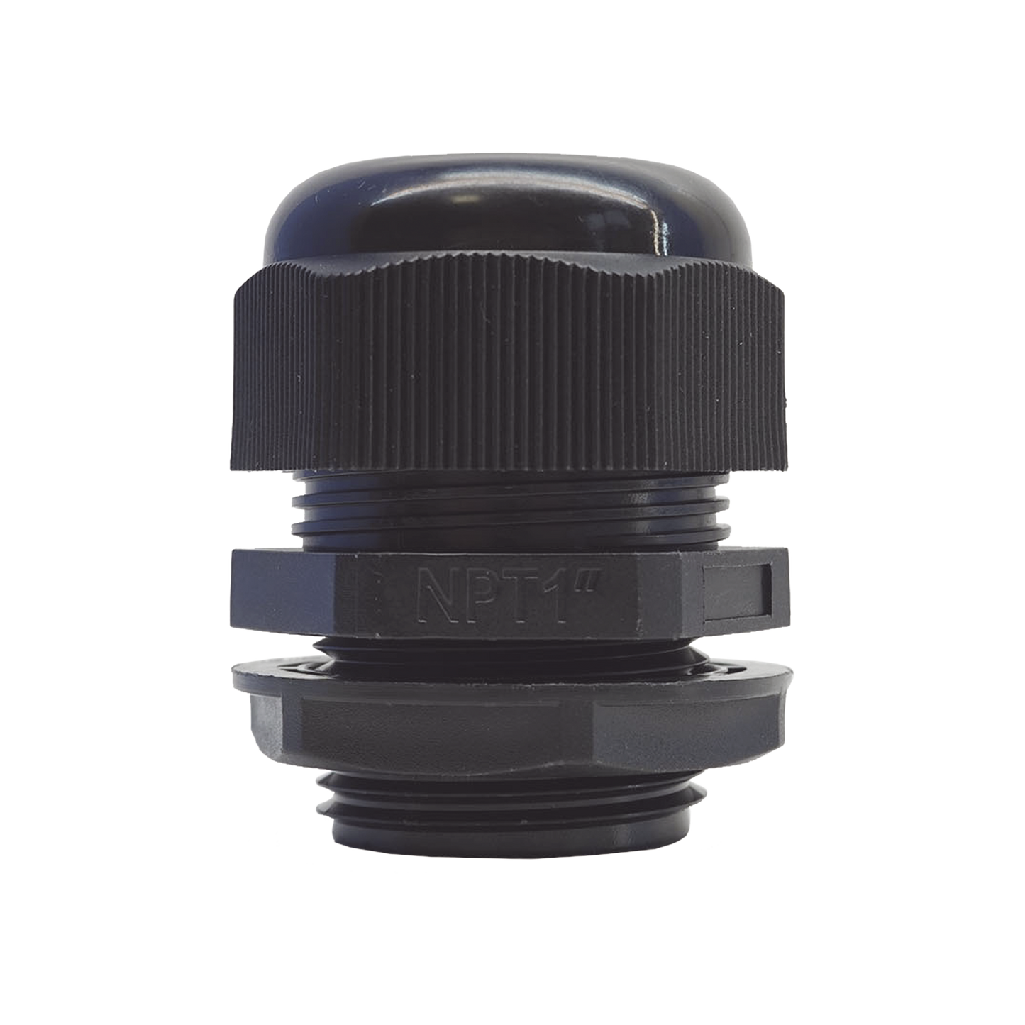 TXG-PG-100NBK - Conector Plástico Negro Tipo Glándula para Rosca NPT 1"