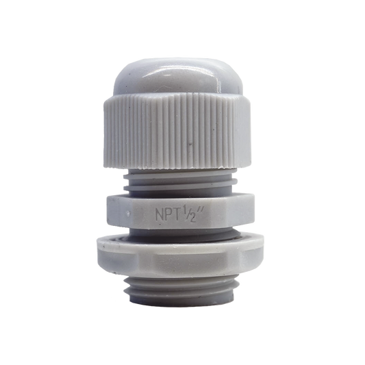 TXG-PG-12N - Conector Plástico Blanco Tipo Glándula para Rosca NPT 1/2"