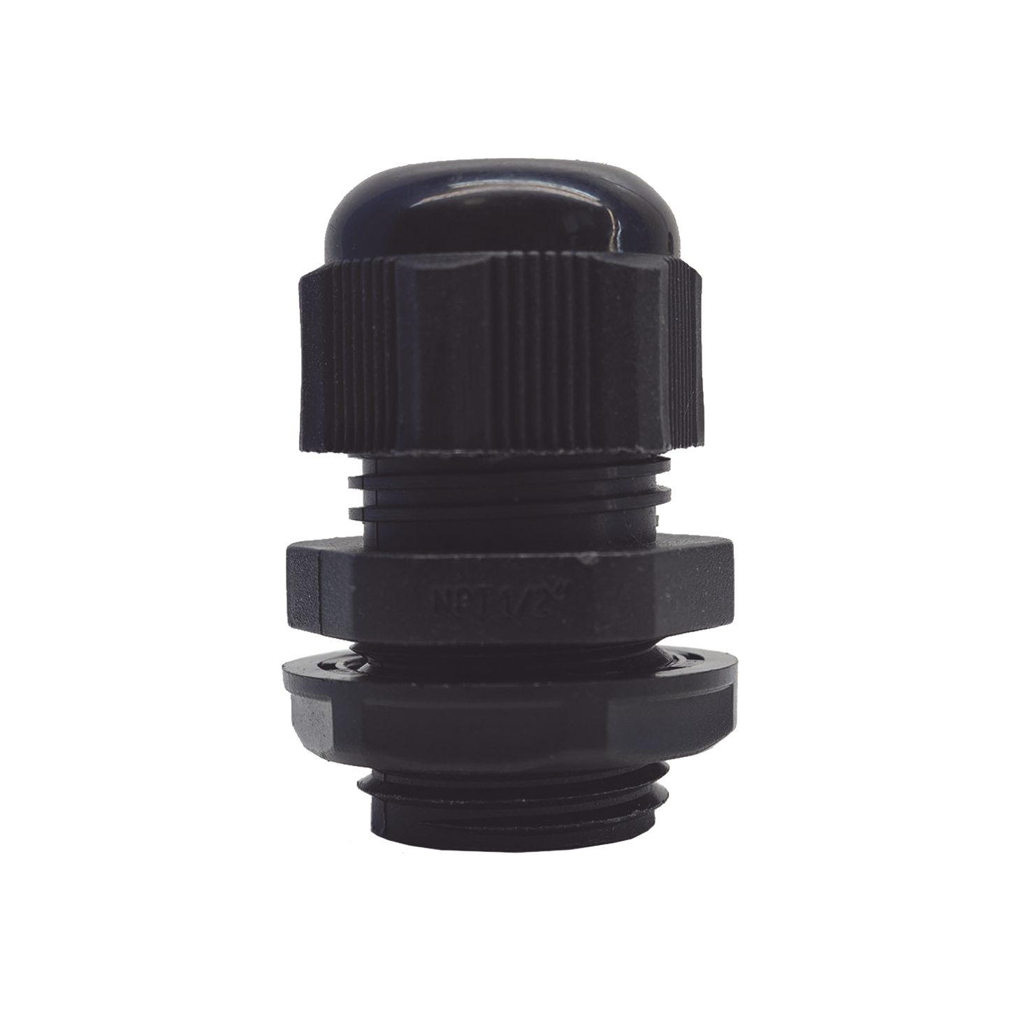 TXG-PG-12NBK - Conector Plástico Negro Tipo Glándula para Rosca NPT 1/2"
