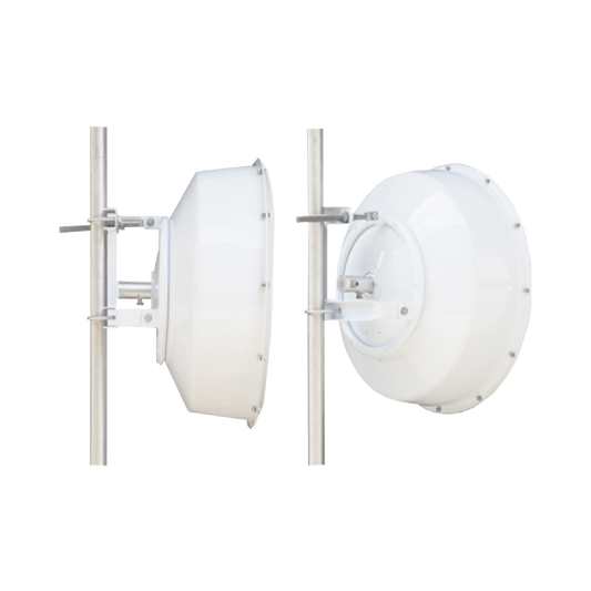 TXP496530PB2 - Antena direccional de alta resistencia, Ganancia 30 dBi, (4.9 -6.4 GHz), Plato hondo para mayor inmunidad al ruido, Conectores N-Hembra, Montaje incluido.