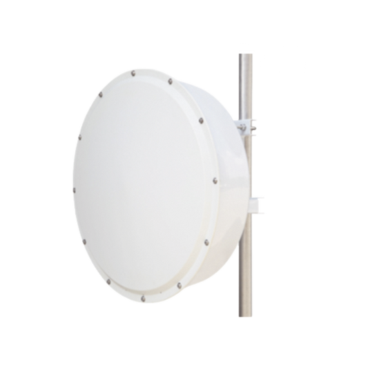 TXP-4965-30PB2-KIT Antena direccional de alta resistencia, Ganancia 30 dBi, (4.9 -6.5 GHz), Plato hondo para mayor inmunidad al ruido, Conectores N-Hembra, Montaje y radomo incluido