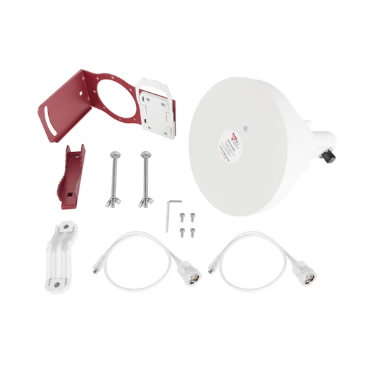 TXPJHSMIMO Antena Tipo Horn de 30 °, 19 dBi, 4.9-6.5 GHz, Ideal para ambientes de alto ruido,  Tipo de conector N-Hembra, con montaje y jumpers incluidos