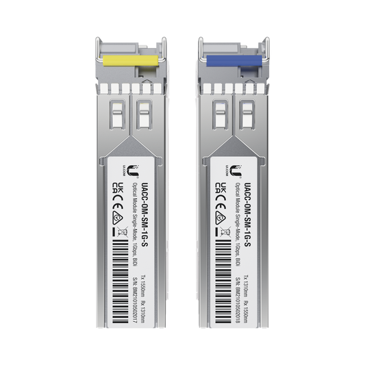 UACC-OM-SM-1G-S-2 - UFiber Módulo SFP, transceptor MiniGibic MonoModo 1.25 Gbps, distancia 3km, Simplex, un conector LC, incluye 2 tranceptores