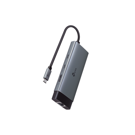 UH6120C - Adaptador HUB 6 en 1, 1 puerto USB-C entrada, 1 puerto HDMI 4K, 1 puerto Ethernet Gigabit, 1 puerto USB-C y 2 puertos USB-A