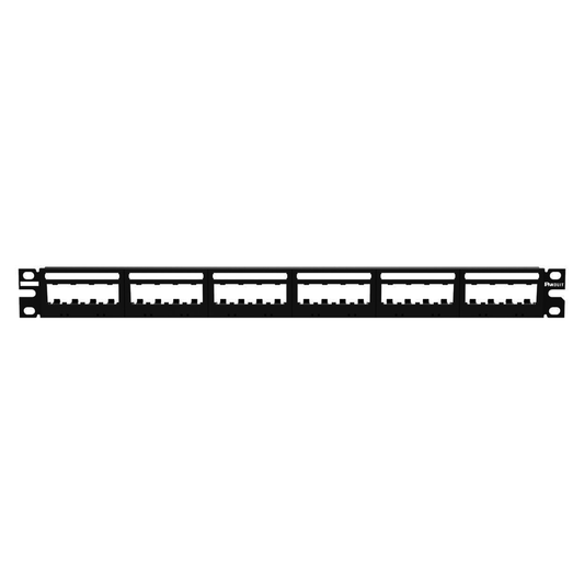 UICMPP24BLY - Panel de Parcheo Modular Mini-Com (Sin Conectores), Ultimate ID�, Plano, Sin Blindaje, Con Etiqueta y Cubierta, de 24 Puertos, 1UR
