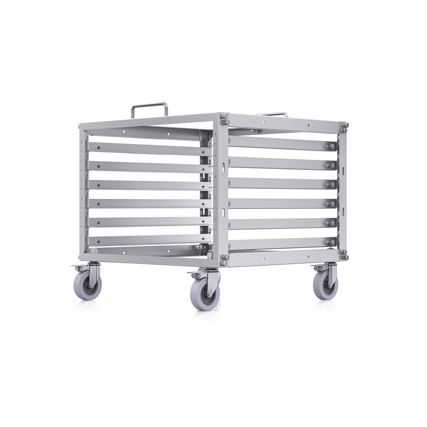 U-RACK-6U-TL - Rack Abierto 6U Compacto y Apilable sin Herramientas para Equipos UniFi, Ensamblaje Toolless, Ruedas con Seguro y Expansión a 12U con Kit de Apilado