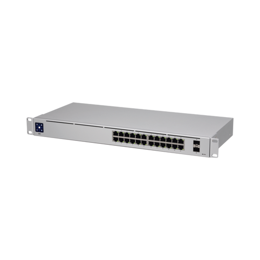 USW-24 UniFi Switch USW-24, Capa 2 de 24 puertos 10/100/1000 Mbps + 2 puertos 1G SFP, pantalla informativa