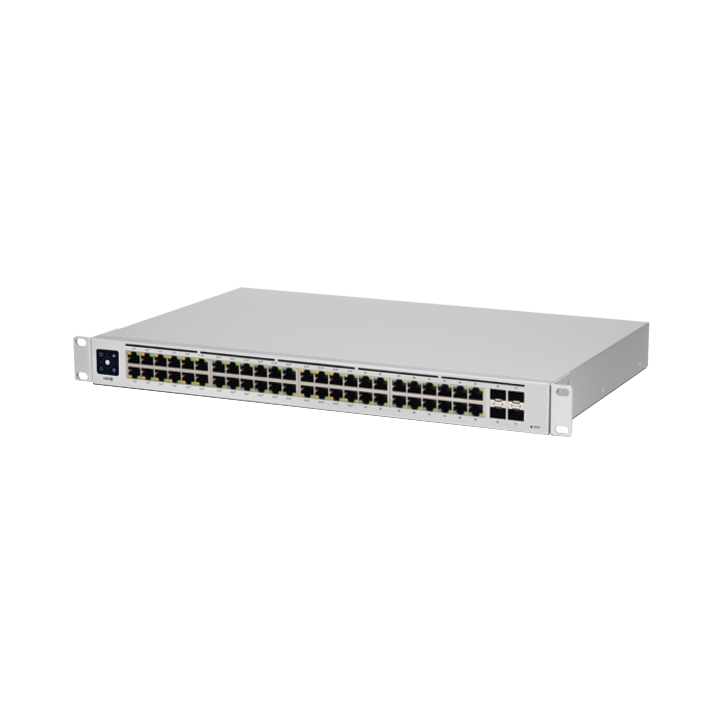 USW-48-POE UniFi Switch USW-48-POE, Capa 2 de 48 puertos (32 puertos PoE 802.3af/at + 16 puertos Gigabit) + 4 puertos 1G SFP, 195W, pantalla informativa