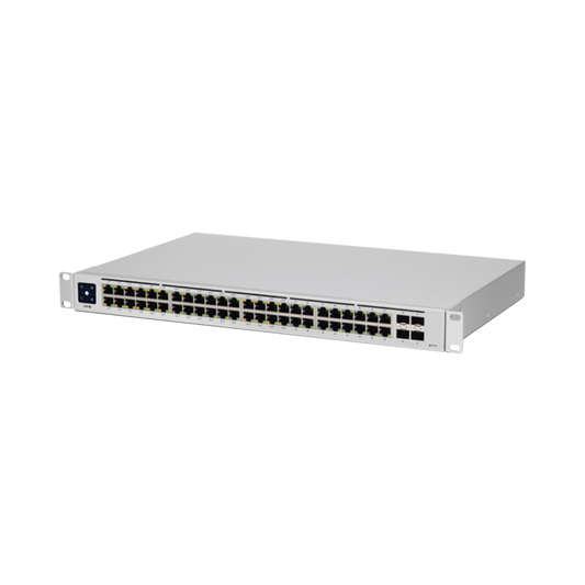 USW-48-POE UniFi Switch USW-48-POE, Capa 2 de 48 puertos (32 puertos PoE 802.3af/at + 16 puertos Gigabit) + 4 puertos 1G SFP, 195W, pantalla informativa