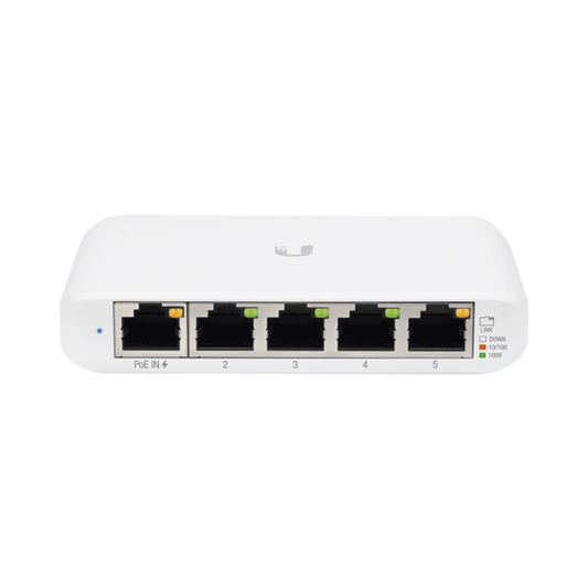 USW-FLEX-MINI Switch UniFi Administrable Compacto de 5 Puertos 10/100/1000 Mbps, soporta entrada de PoE 802.3af/at