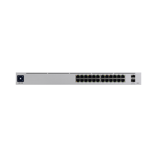 USW-PRO-24-POE UniFi Switch USW-Pro-24-POE Gen2, con funciones capa 3, de 24 puertos PoE 802.3at/bt + 2 puertos 1/10G SFP+, 400W, pantalla informativa