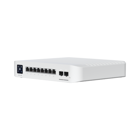 USW-PRO-8-POE - Switch UniFi Pro 8 PoE Administrable Capa 3, 8 puertos GbE / (6) puertos POE+ af/at y (2) puertos POE++ 802.3bt / (2) puertos SFP+ 10G / 120W de presupuesto POE