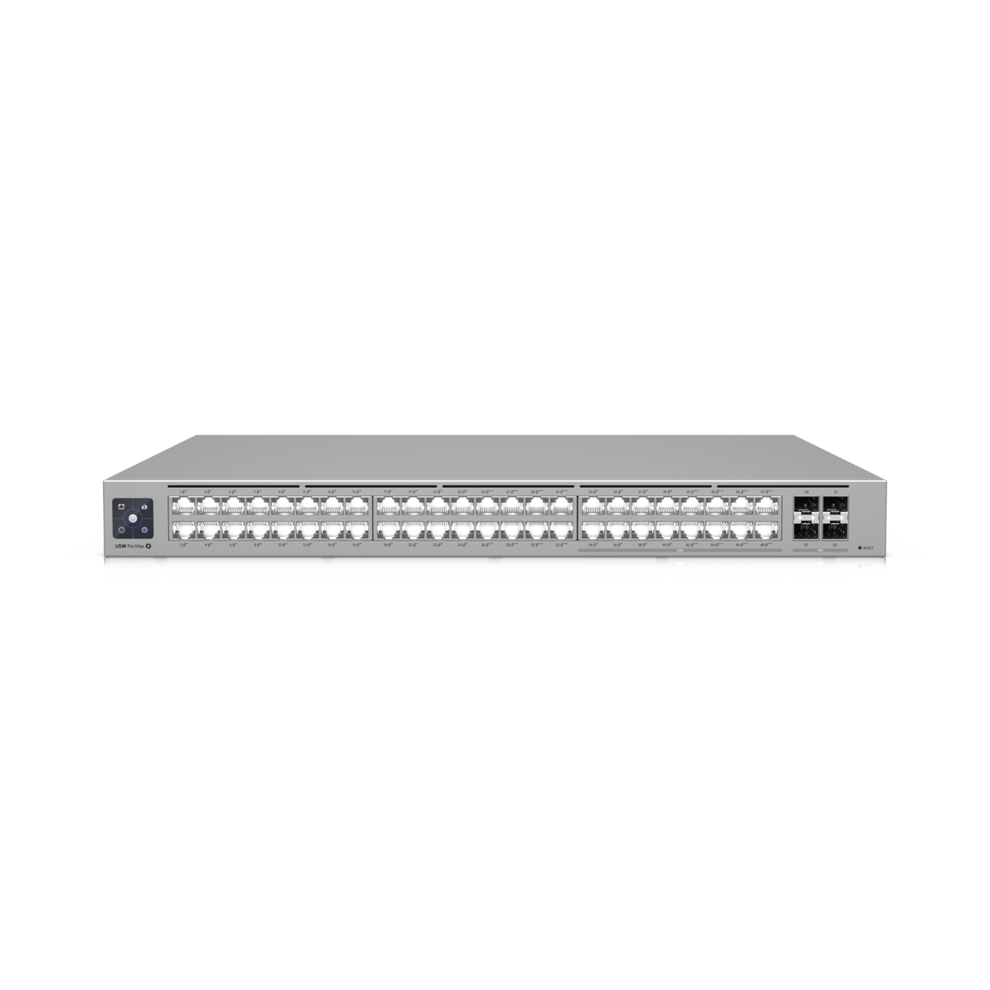 USW-PRO-MAX-48-POE - UniFi Switch Pro Max 48 POE, con funciones capa 3, 48 puertos (16 puertos 2.5 GbE (8 POE++ y 8 POE+) y 32 puertos 1 GbE (24 POE+ y 8 POE++)), 2 puertos SFP+ 10G, POE++ 720W, pantalla informativa