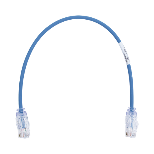 UTP28SP1BU - Cable de Parcheo TX6, UTP Cat6, Di�metro Reducido (28AWG), Color Azul, 0.3 Metros (1 Pie)