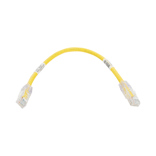 UTPSP1YLY - Cable de Parcheo TX6, UTP Cat6, 24 AWG, CM, Color Amarillo, 0.3 Metros (1 Pie)