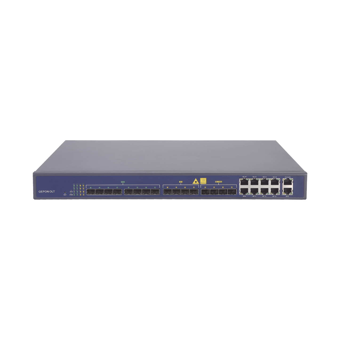 V1600-D8 OLT de 8 puertos EPON con 16 puertos Uplink (8 puertos Gigabit Ethernet + 4 puertos SFP + 4 puertos SFP+), hasta 512 ONUs