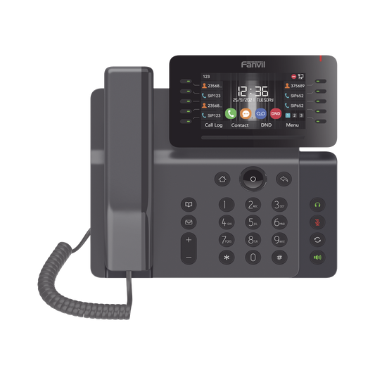 V65 - Teléfono IP Empresarial Esencial WiFi / Bluetooth, 20 líneas SIP, pantalla a color 4.3" ajustable, PoE, puertos Gigabit, conferencia local de 6 vías.