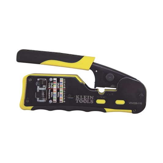 VDV226-110 Ponchadora/Pelacables/Cortacables con Matraca para Conectores Pass-Thru RJ45 y Conectores Estándar RJ11/RJ12.