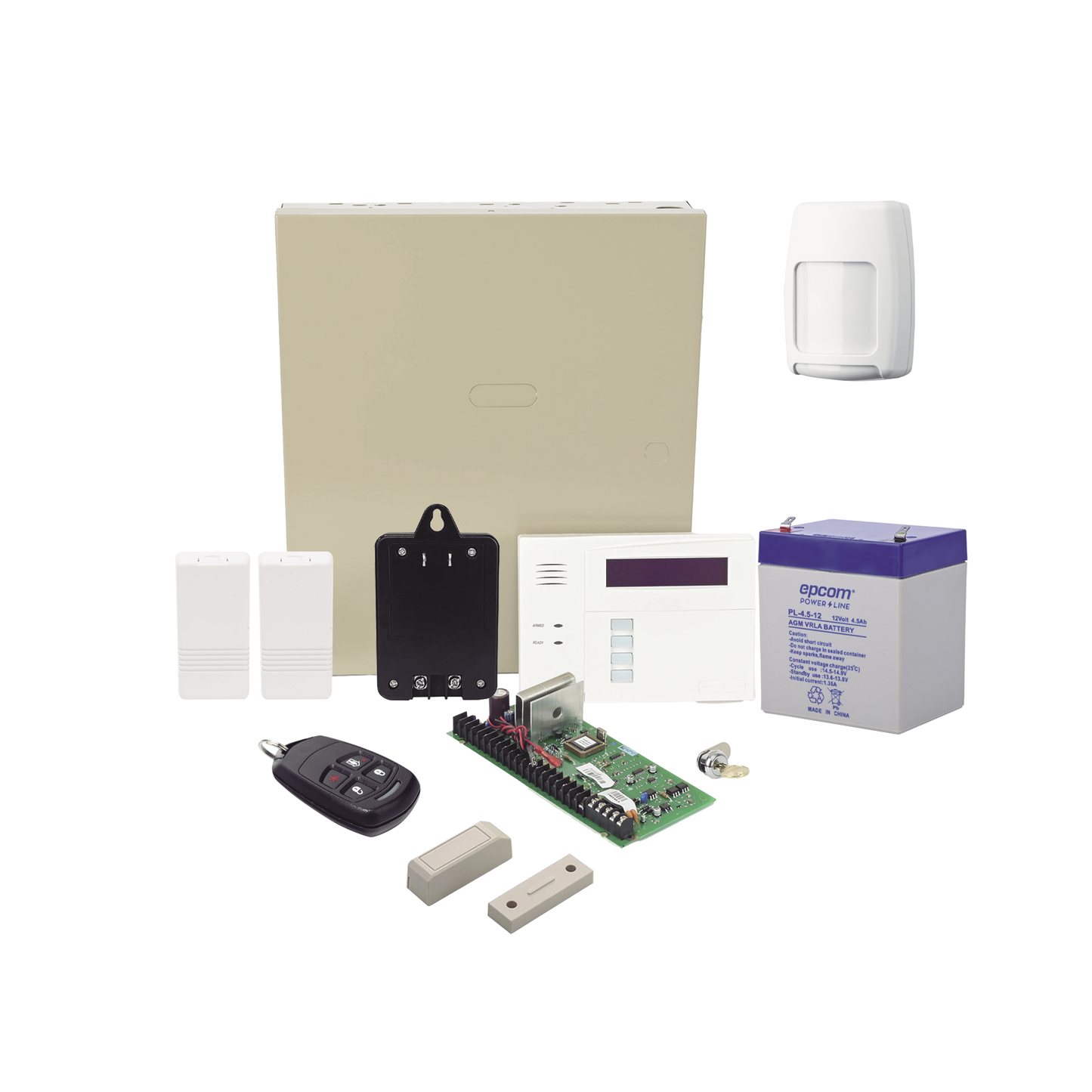 VISTA48ECORF/6160RF Kit Inalámbrico de panel VISTA48 con Teclado Alfanumérico 6160RF, Receptor para sensores Inalámbricos, Batería, Transformador, 2 Contactos Magnéticos 5816 con imán, 1 Sensor de Movimiento 5800PIR y un Control Remo