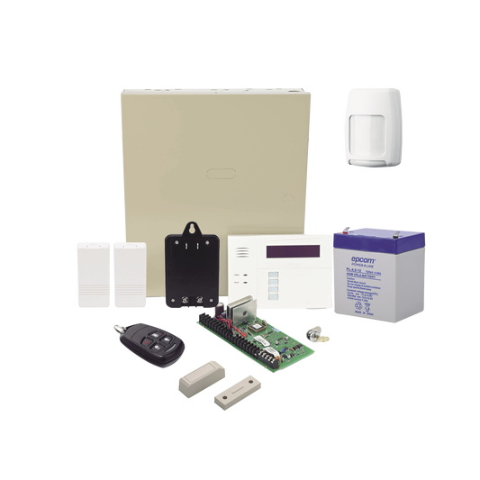 VISTA48ECORF/6160RF Kit Inalámbrico de panel VISTA48 con Teclado Alfanumérico 6160RF, Receptor para sensores Inalámbricos, Batería, Transformador, 2 Contactos Magnéticos 5816 con imán, 1 Sensor de Movimiento 5800PIR y un Control Remo