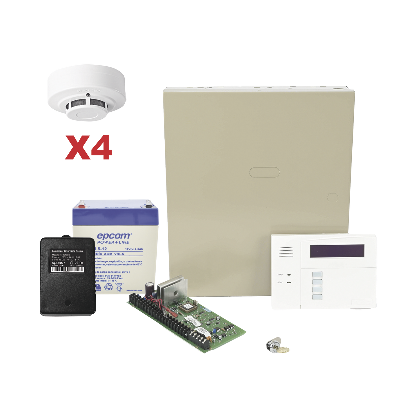 VISTA48LASMK/6160RF Kit de Panel de Alarma VISTA48LA con Gabinete, Batería y Transformador / 4 Sensores de humo